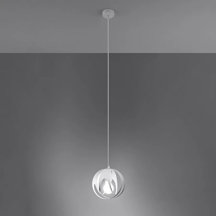 Lampy wiszące nowoczesny Brive, stal - 1 źródło światła 3000K - L.16 x H.125 cm - biały