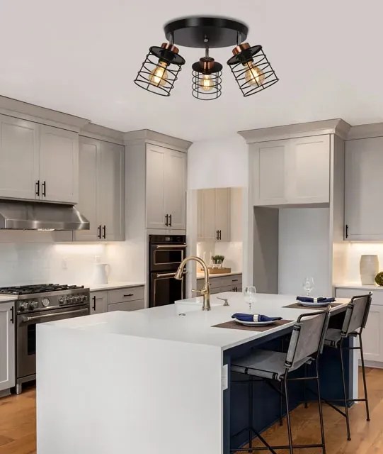 Metalowa potrójna lampa sufitowa do loftu - 4X K102 W9-D09