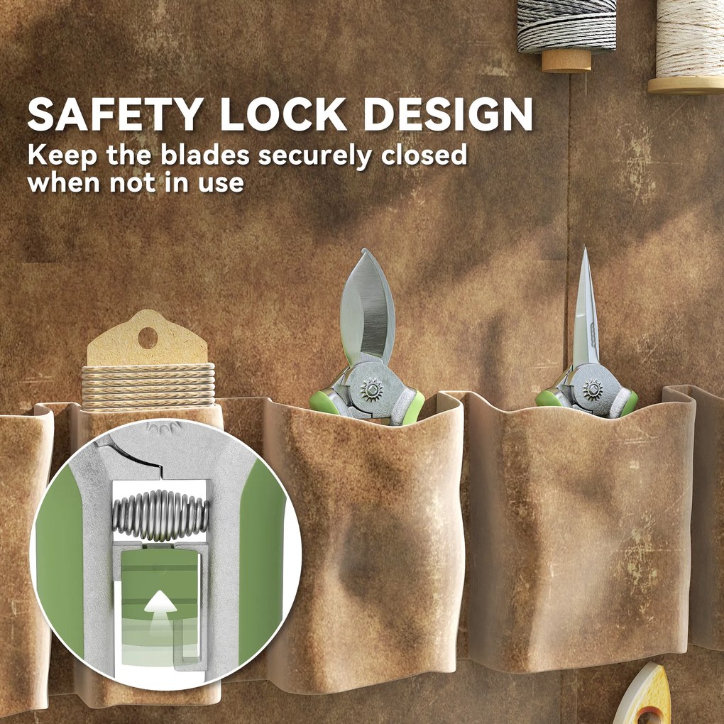 Outsunny Zestaw narzędzi ogrodowych 2 szt. Narzędzia ogrodowe ze stali nierdzewnej z nożycami i sekatorem Zielony+Srebrny