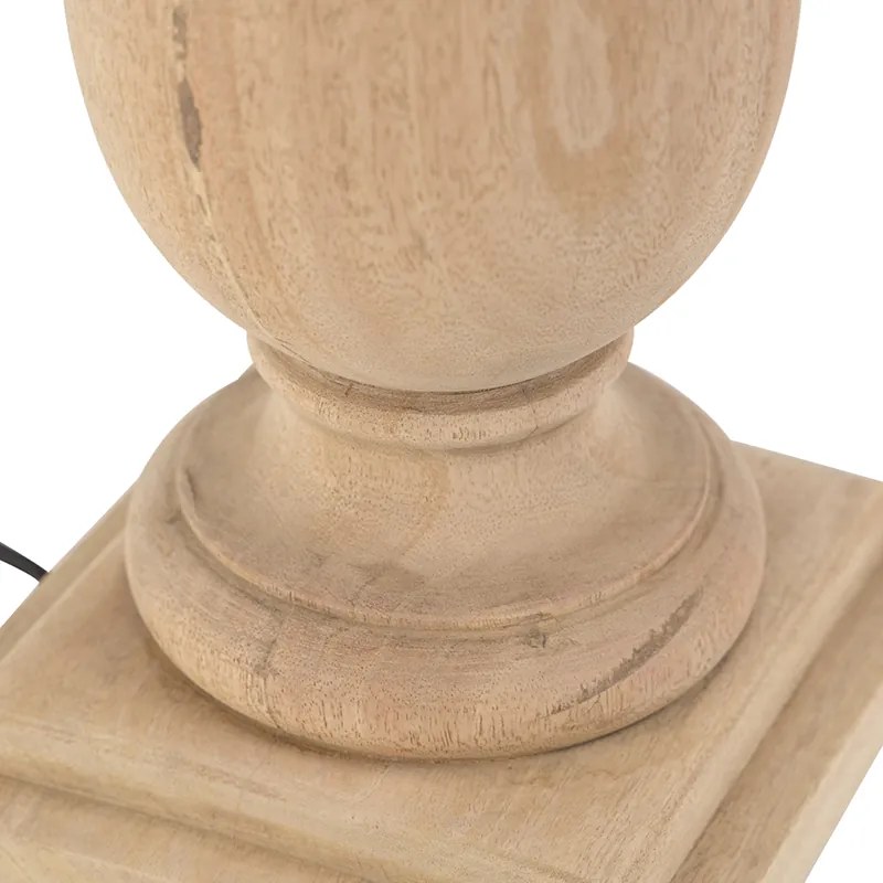 Rustykalna lampa stołowa drewniana bez klosza - Burdock Rustykalny / Vintage Oswietlenie wewnetrzne