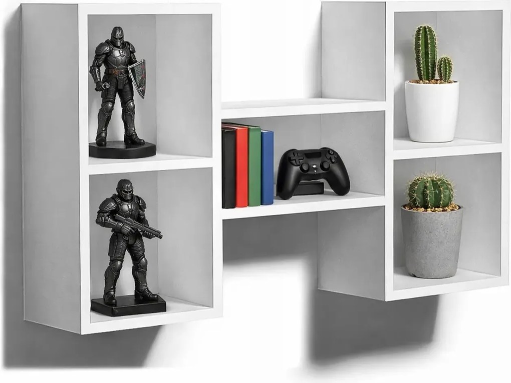 Minimalistyczny Regał Biały Wiszący Z Półkami C7-A77