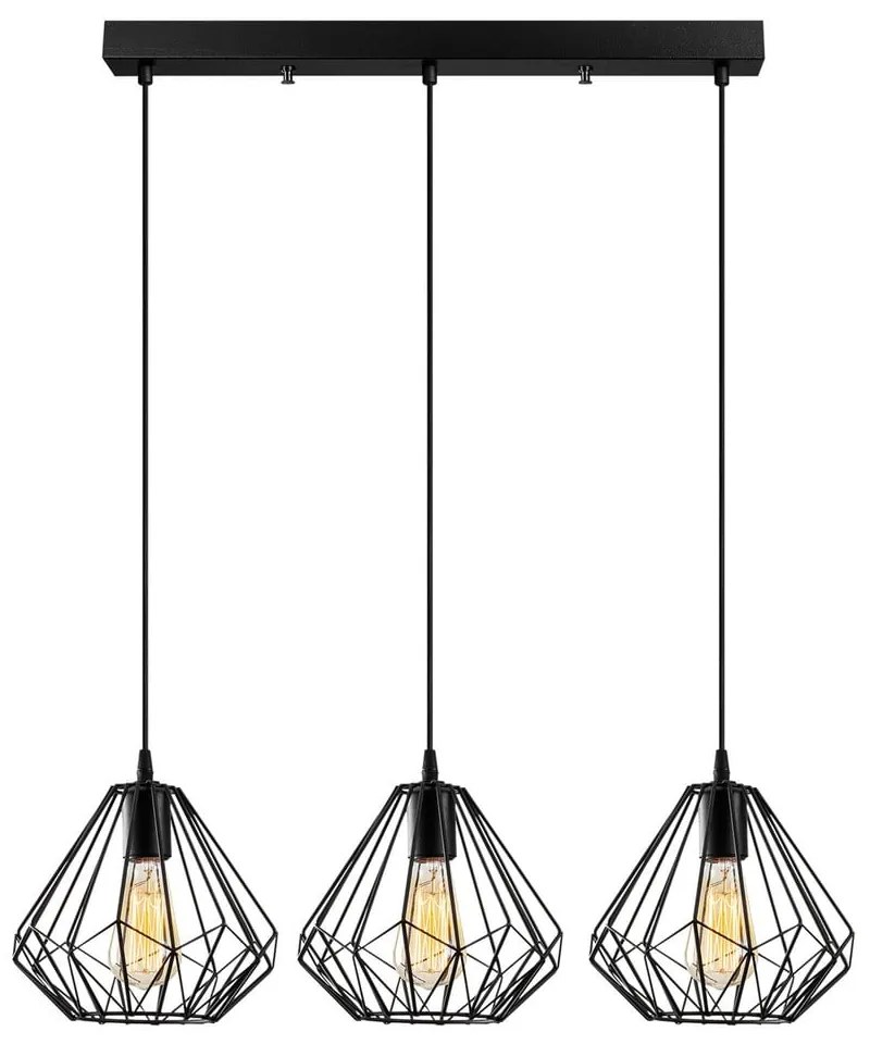 Czarna lampa wisząca z metalowym kloszem Diamond – Opviq lights
