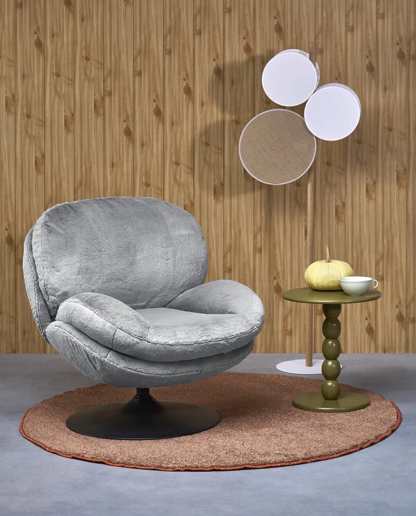 Obrotowy fotel wypoczynkowy z pluszowej tkaniny Shell Halmar