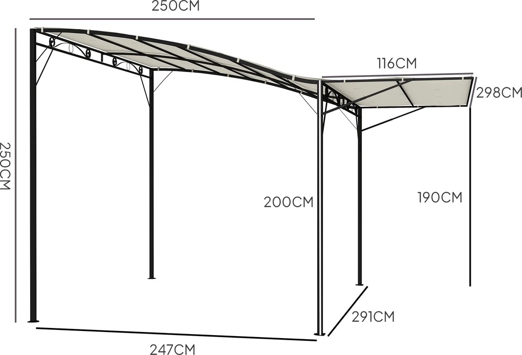 Outsunny Pawilon z Regulowanym Dachem Odporny na Warunki Pogodowe 3 x 2,5 m Kremowy