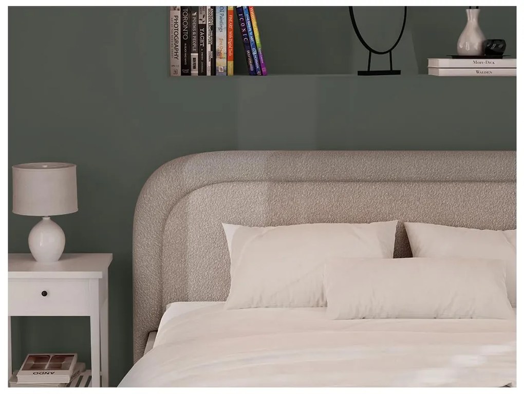 Łóżko ze skrzynią 200 x 200 cm – Bukla – Beżowe + Materac – FIREZA