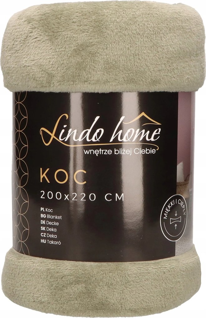 Koc gładki oliwkowy 200x220 miękki ciepły dwustronny elegancki pled narzuta