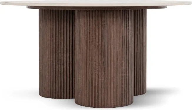 Stolik Kawowy CARTAGENA 80 cm Trawertyn/Orzech Nowoczesny