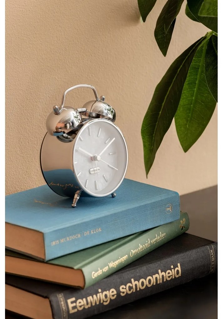 Karlsson 6009CH budzik design srebrny, średnica 12 cm