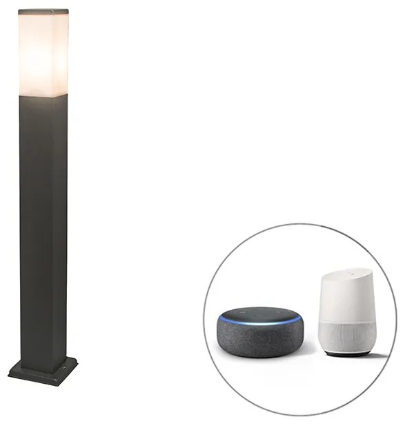 Zewnetrzna Inteligentny słup ogrodowy ciemnoszary 80 cm z Wi-Fi P45 - Malios Nowoczesny Oswietlenie zewnetrzne