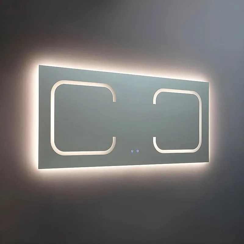 Lustro łazienkowe prostokątne dwustanowiskowe LED "Luce" z aluminium 180x80 cm