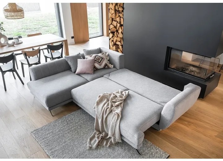 Rozkładana sofa narożna LARDE, turkusowa Wersja: Lewy róg