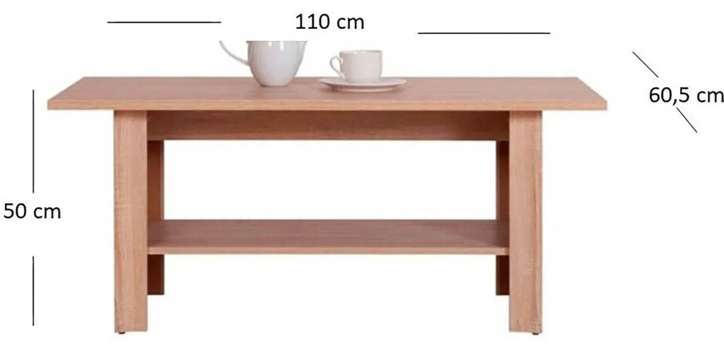 Ława Drewniana COREA 110 cm Dąb Sonoma Nowoczesna