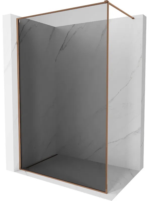 Mexen Kioto-F ścianka prysznicowa Walk-in z ramką 90 x 202 cm, grafit 8 mm, różowe złoto - 800-090-104-60-40