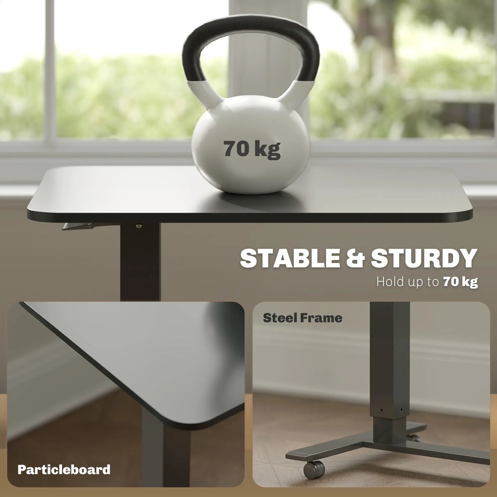 HOMCOM Biurko stojące Regulowane wysokościowo inkl. 4 kółka C-kształt 65 cm x 48 cm x 70-110 cm Czarny