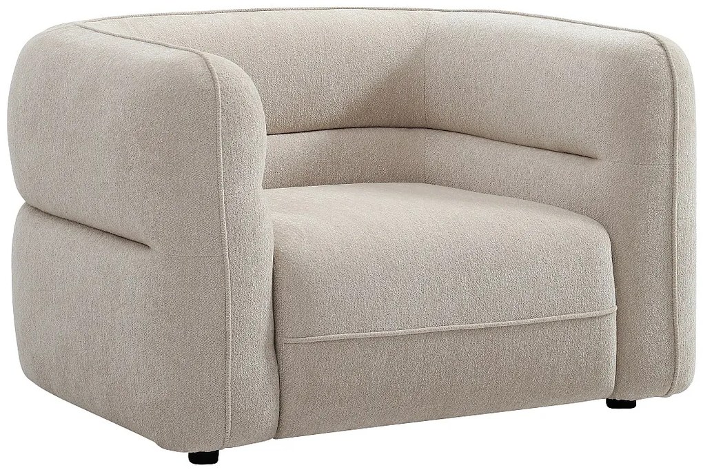 Fotel z beżowej tkaniny szenilowej TALIENA