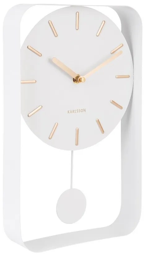Karlsson KA5796WH Designerski zegar ścienny  z wahadłem, 33 cm