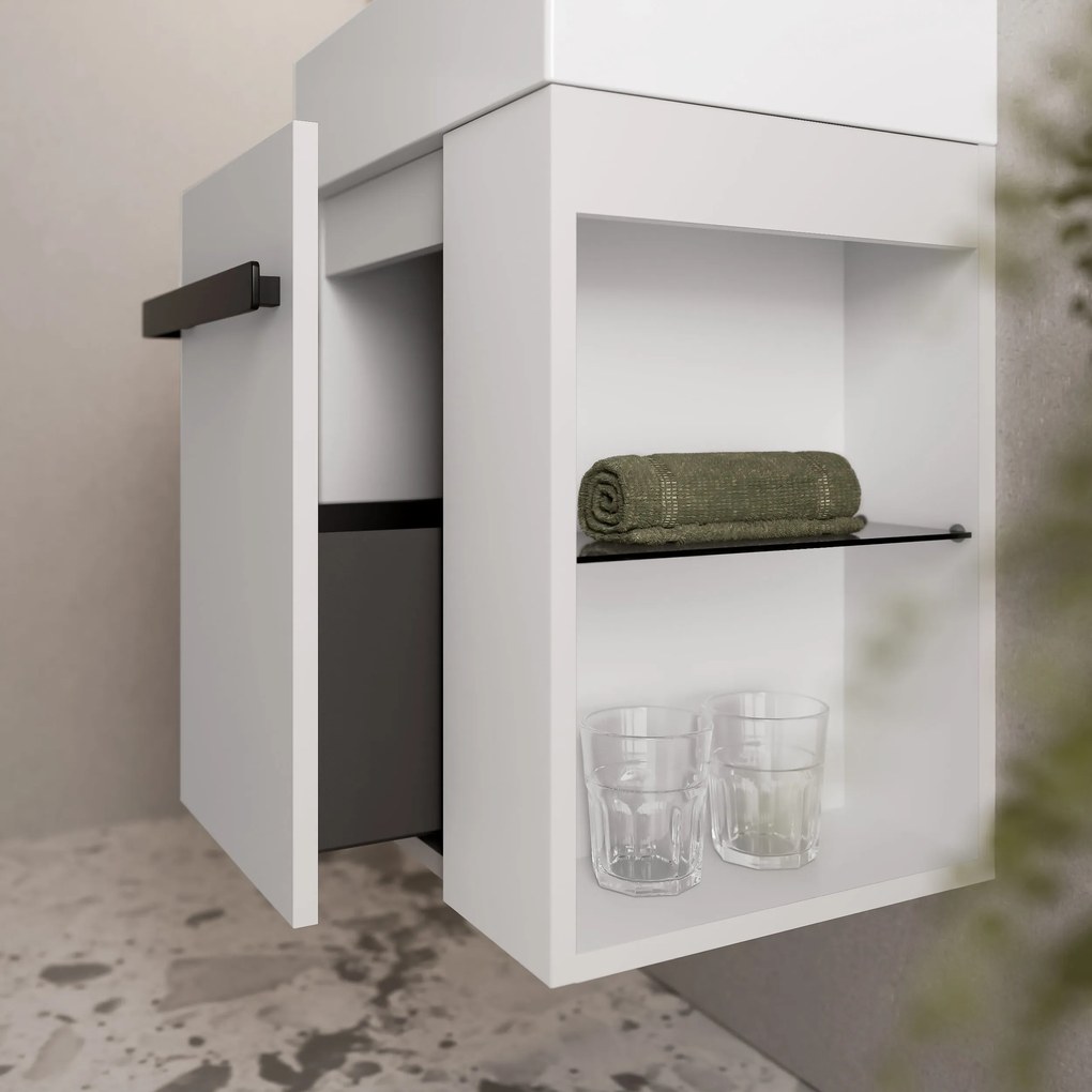 Gäste-WC Badmöbel-Set COMPACT 45 cm mit Waschbecken