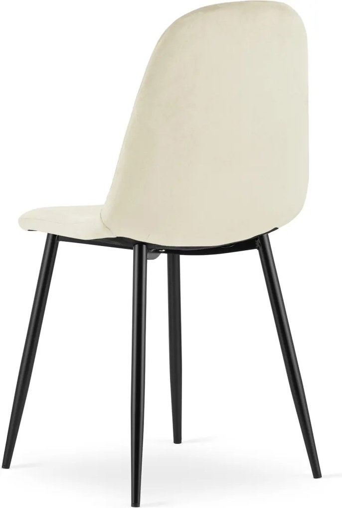 Beżowe welurowe krzesło ASTI z czarnymi nogami