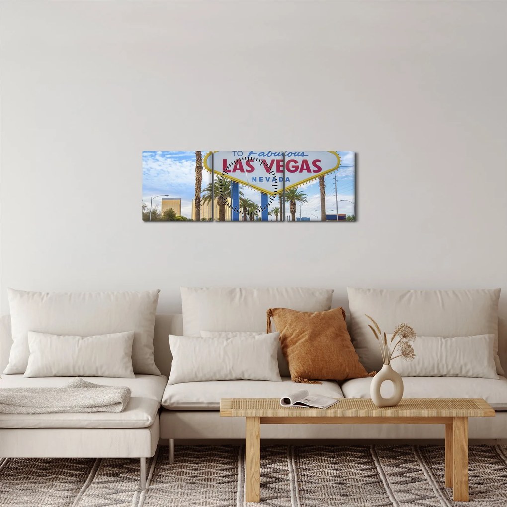 Obraz - Las Vegas (z zegarem) (90x30 cm)