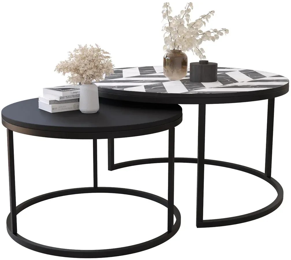 Dwuczęściowy stolik kawowy glamour + czarny S1-B74