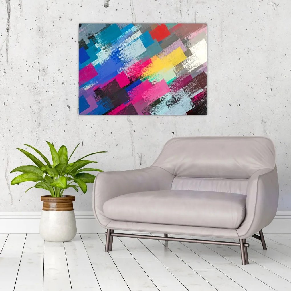 Obraz na szkle - Kolorowe pociągnięcia pędzlem (70x50 cm)