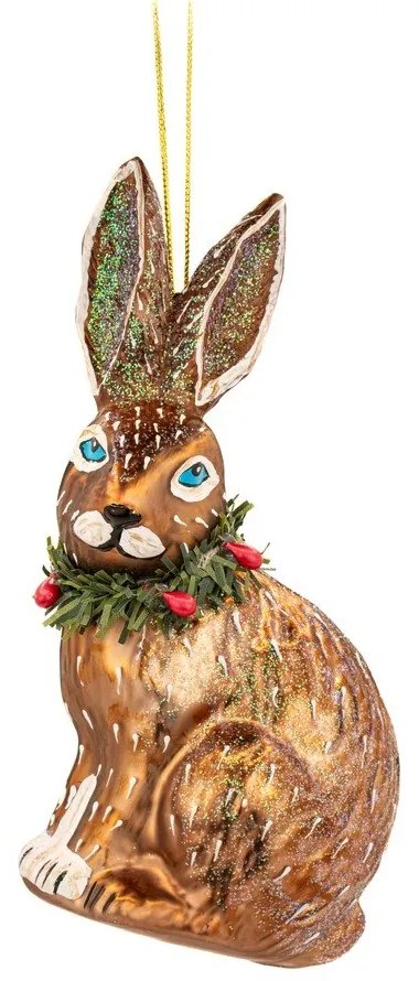 Szklana ozdoba świąteczna wykonana ręcznie 12,5 cm Festive Hare – Sass &amp; Belle