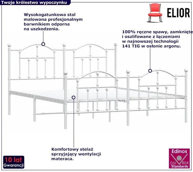 Białe metalowe łóżko loftowe 180x200 cm B1-Z35
