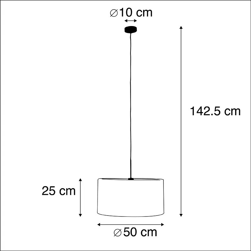 Lampa wisząca czarna klosz jasnoniebieski 50cm - Combi Nowoczesny Oswietlenie wewnetrzne