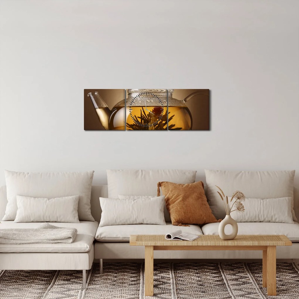 Obraz - Herbata o piątej (z zegarem) (90x30 cm)