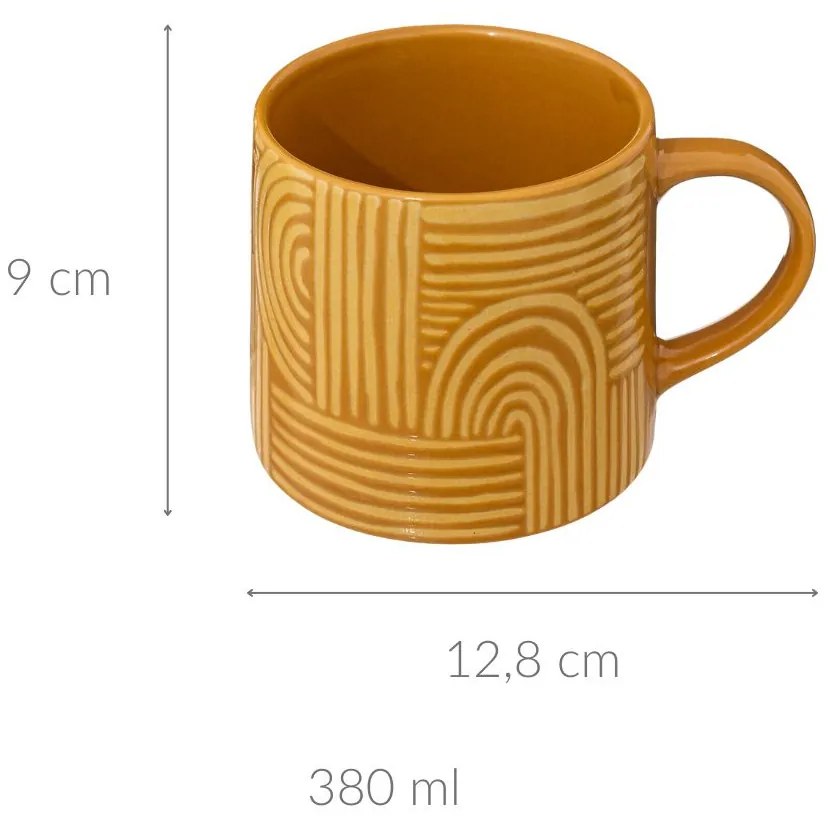 Kubek ceramiczny z geometrycznym wzorem SOLEYA, 380 ml