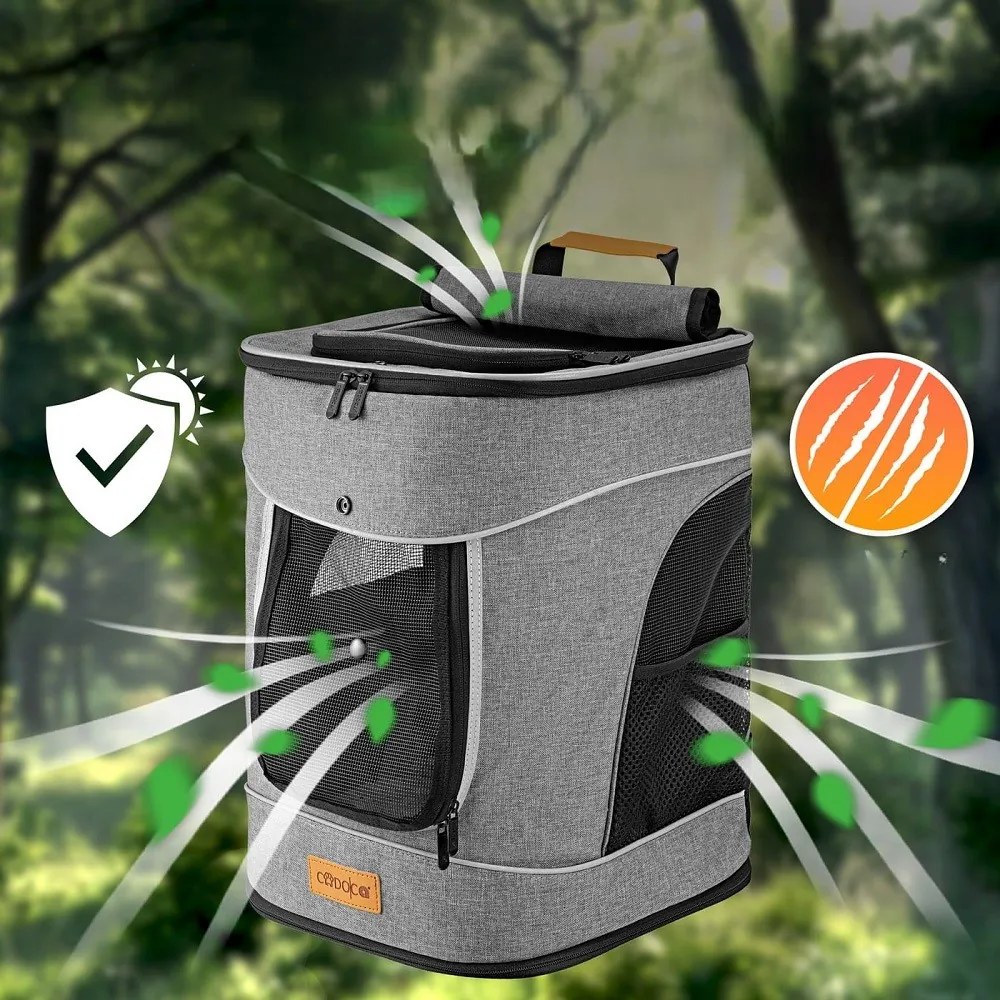 Plecak na psy i koty JOY, 31x30x41cm, szara Cadoca