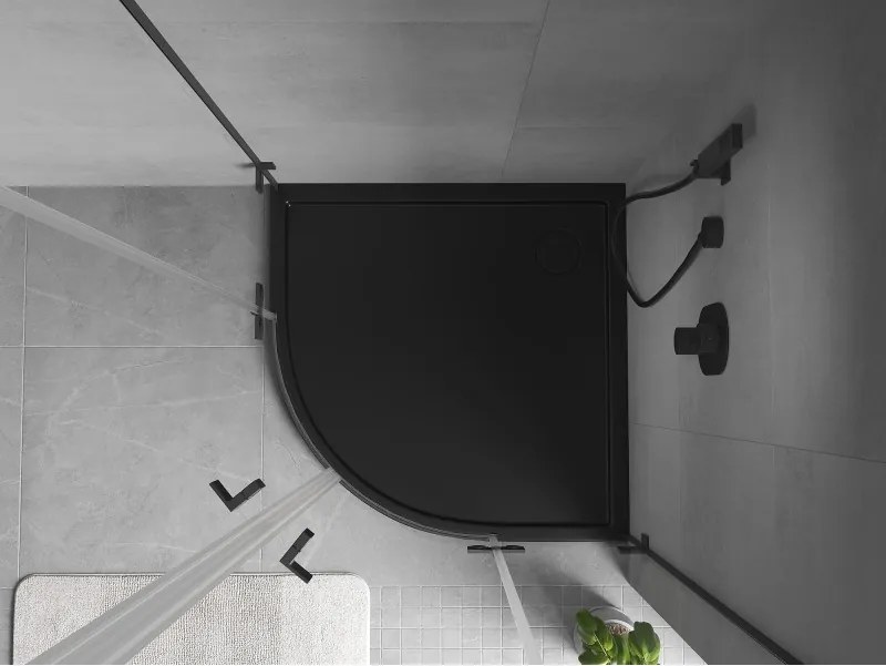 Mexen Flow brodzik półokrągły slim 100 x 100 cm, czarny mat - 46Q701010