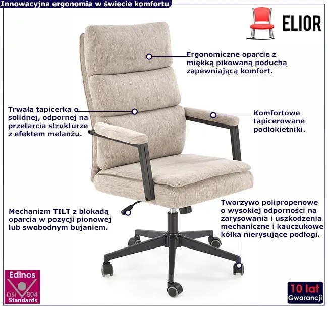 Beżowy tapicerowany fotel biurowy F0-H31