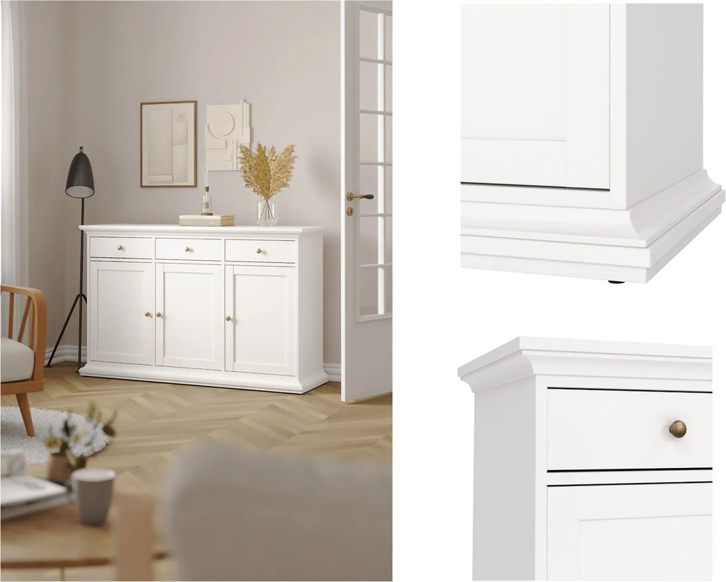 Komoda pokojowa Paris 3+3, kolor biały mat