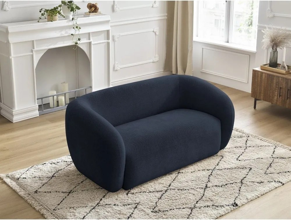 Ciemnoniebieska sofa z tkaniny szenilowej 160 cm Celine – Bobochic Paris