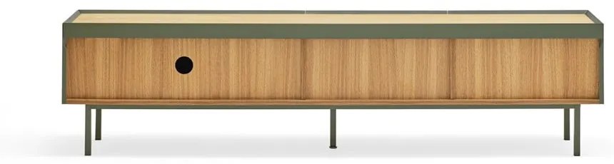 Zielono-naturalna szafka pod TV w dekorze dębu 180x45 cm Arista – Teulat