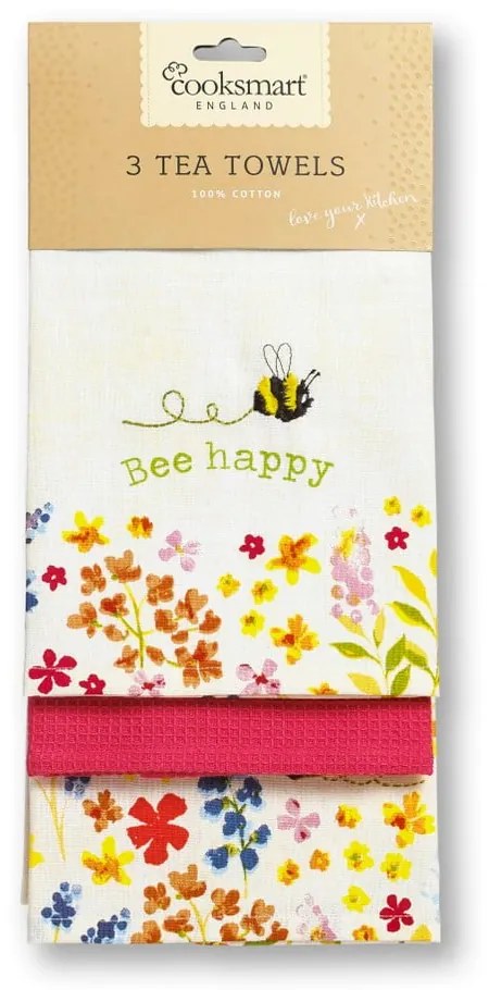 Bawełniane ścierki zestaw 3 szt. 45x65 cm Bee Happy – Cooksmart ®