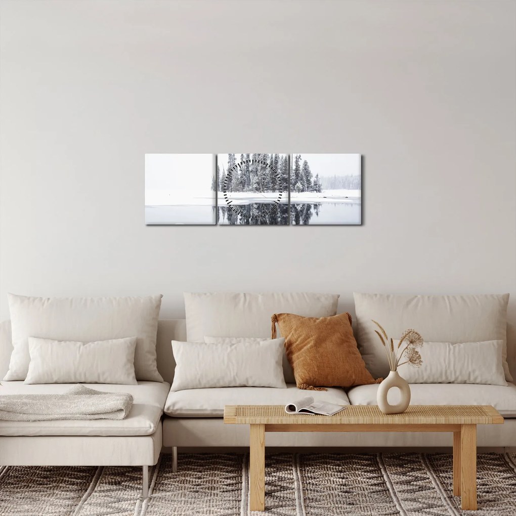 Obraz - Było biało (z zegarem) (90x30 cm)