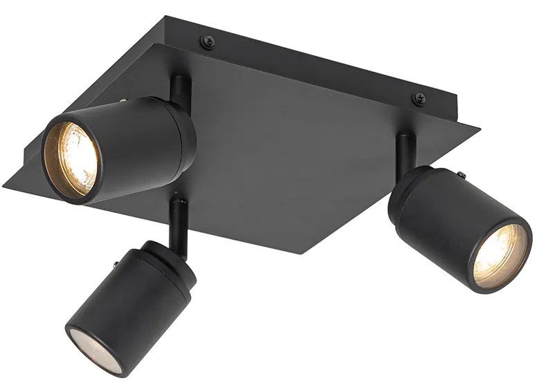 Inteligentne oświetlenie łazienkowe czarne kwadratowe IP44 w komplecie z 3 żarówkami Wi-Fi GU10 - Ducha