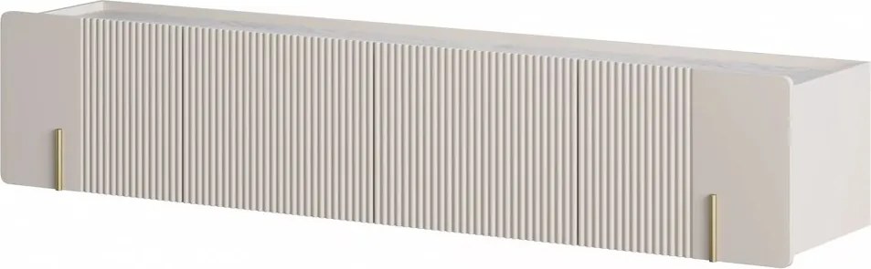 Szafka RTV Malmi 200 cm wisząca - kaszmir / crema bianca / złoty