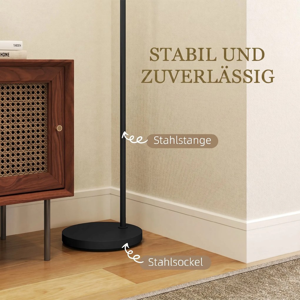 HOMCOM Lampa stojąca, lampa stojąca, oprawka E27, czarny, biały abażur z tkaniny, włącznik nożny, żelazo, 47 x 37 x 153 cm | Aosom PL