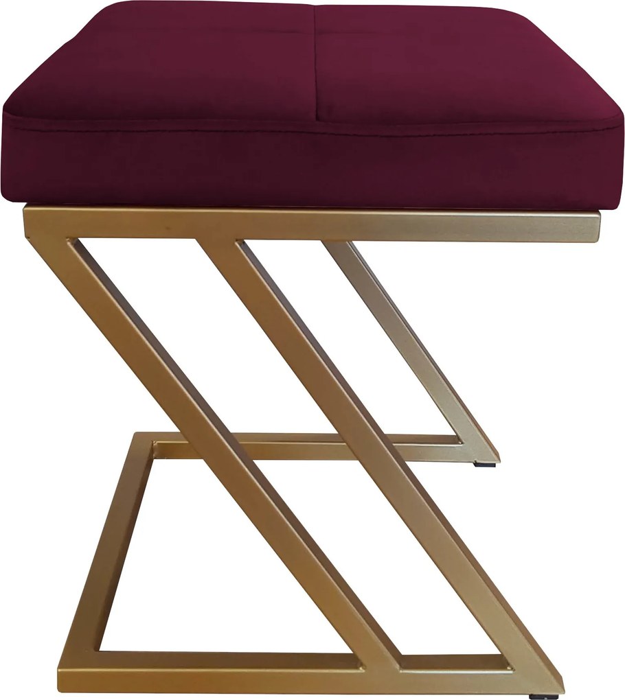 Pufa ZETA tkanina Welur loft ławka podnóżek metal : Kolor Stelaża - Złoty, Kolor tkaniny - VELVET - MG02, Typ tkaniny - Velvet