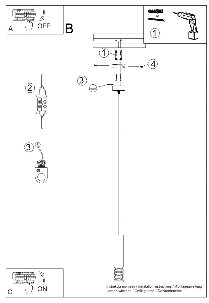 Lampa wisząca LAMI 1 biała SOLLUX LIGHTING