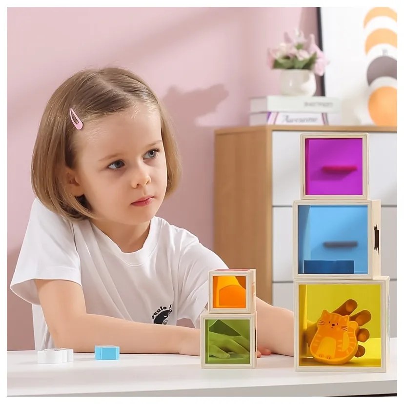 Viga drewniana piramidka układanka klocki sorter montessori