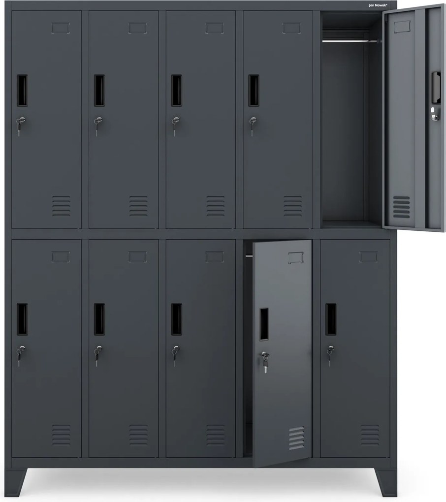 Metalowa szatnia 10-skrytkowa Bartek 136x45x172 cm, antracyt