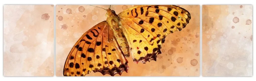 Obraz - Pomarańczowy motyl, akwarela (170x50 cm)