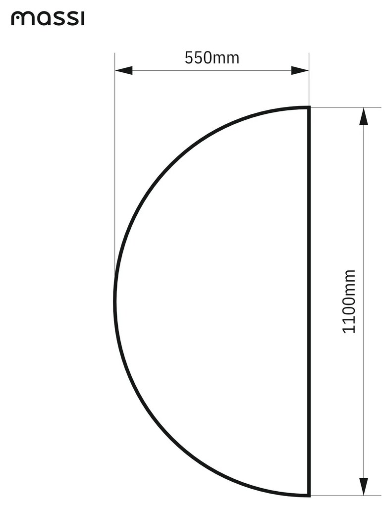 Lustro półokrągłe wiszące bezramowe oszlifowane MOON |Różne rozmiary | Różne kolory szkła : Kolor tafli szkła - Srebrny, Rozmiar - 110 x 55 cm