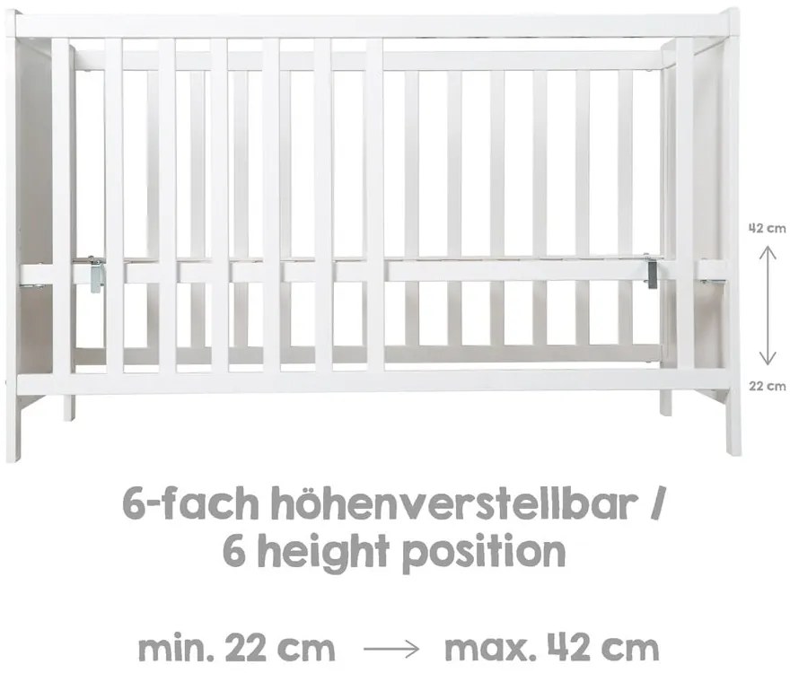 Białe łóżeczko dostawne 60x120 cm Hamburg – Roba