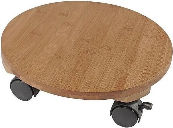 Podstawka na kółkach na rośliny z bambusa kompozytowego, średnica 30 cm, wysokość 8 cm
