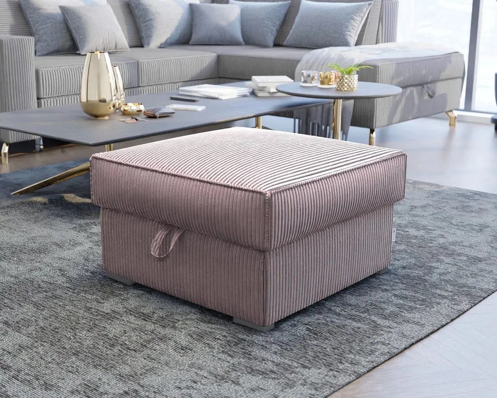 Jasnofioletowy taboret SMART COSARO z miejscem do przechowywania 65x65 cm